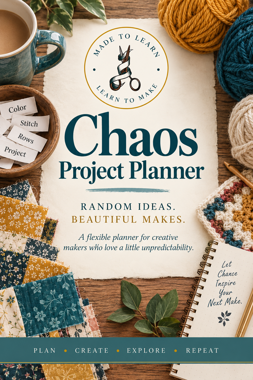 Learn how the viral chaos blanket works, then use the random-choice method for crochet, knitting, quilting, embroidery, EPP, and more.