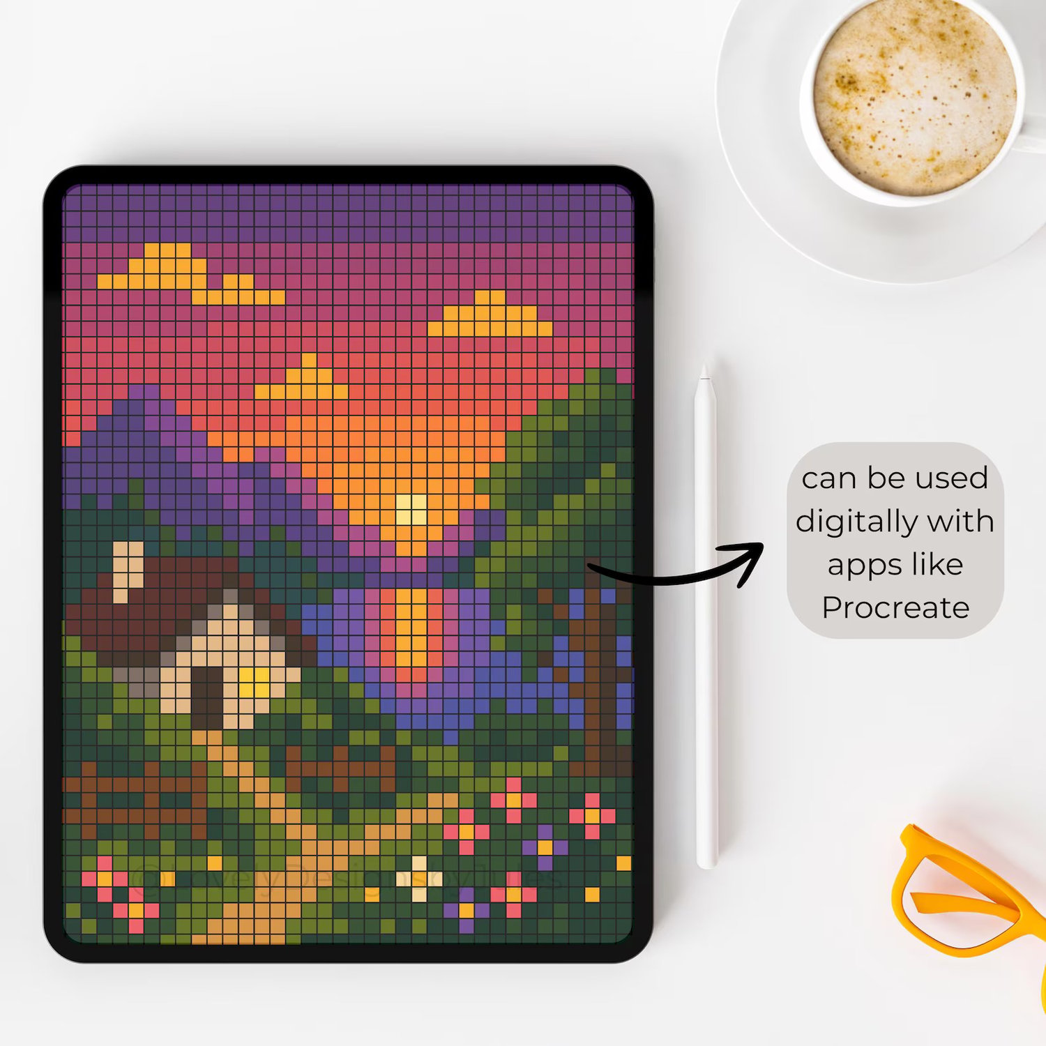 Pixel art sketchbook digital use and printable