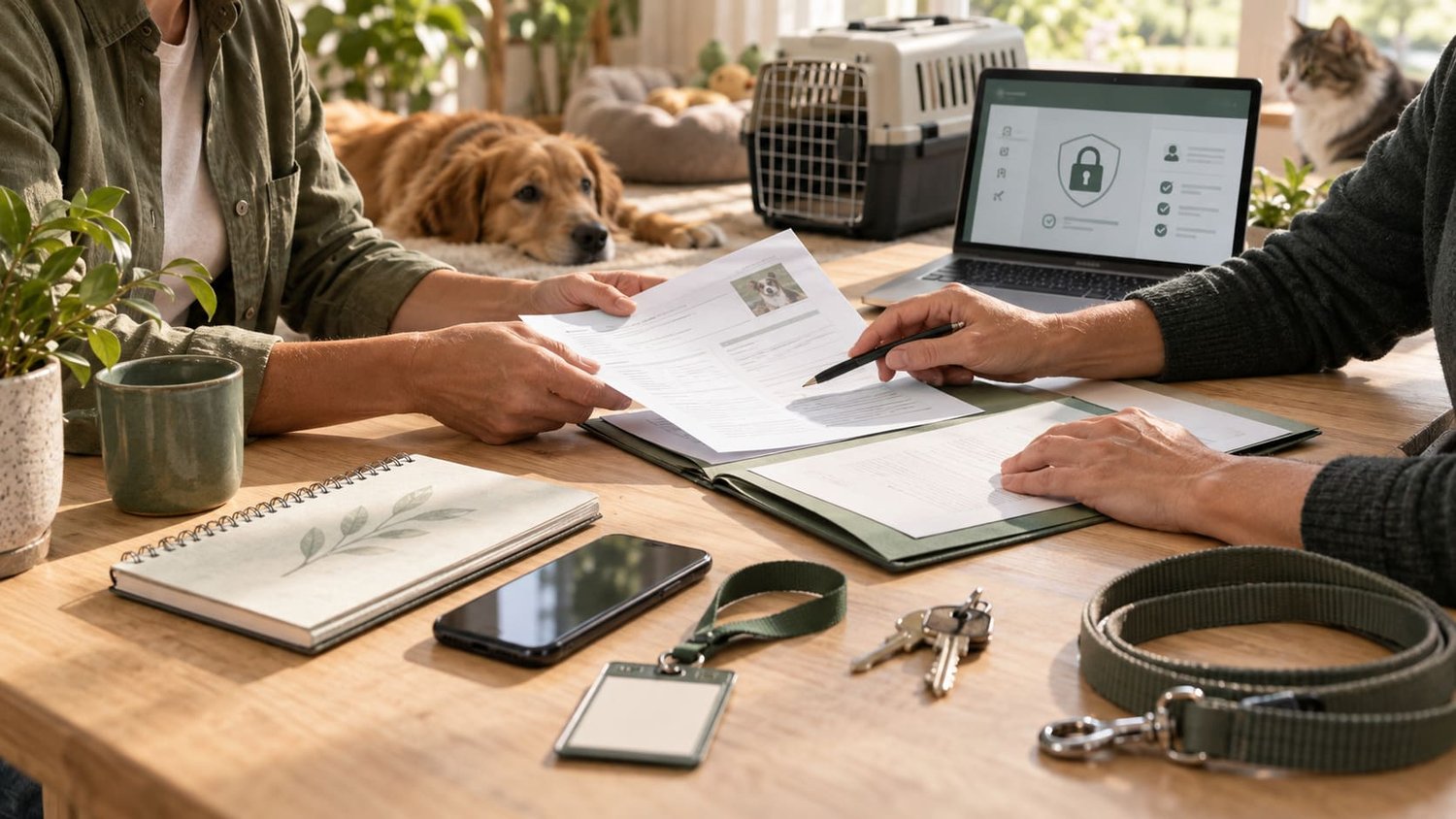 Bénévole et animal de compagnie dans une scène illustrant les missions sensibles de SOS Assistance Animale, nécessitant une validation spécifique pour garantir un accompagnement sérieux et sécurisé.