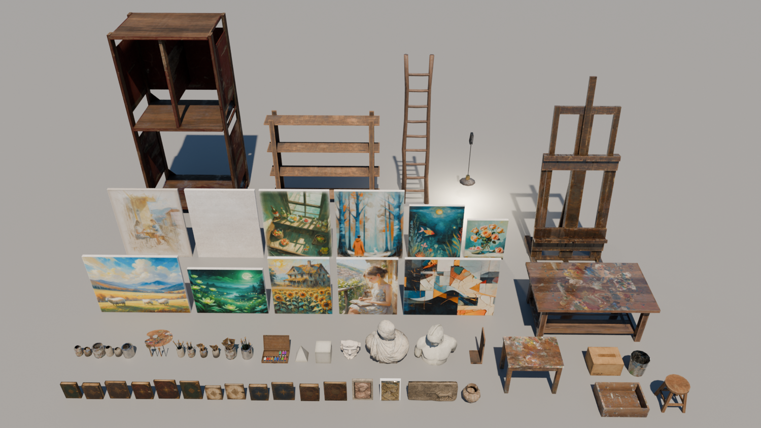 Low Poly Painter’s Loft Atelier (Blender / FBX)