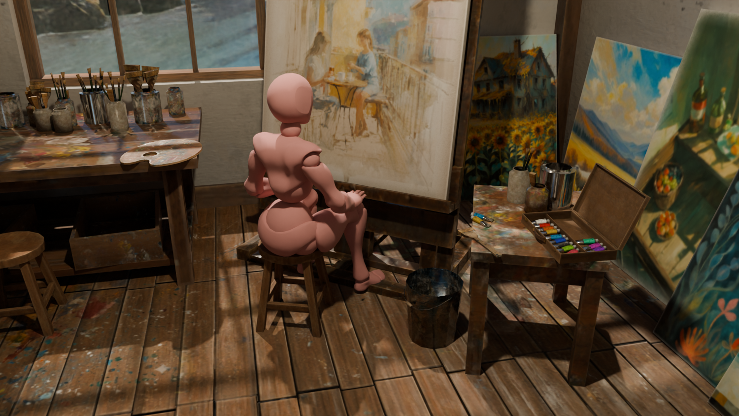 Low Poly Painter’s Loft Atelier (Blender / FBX)