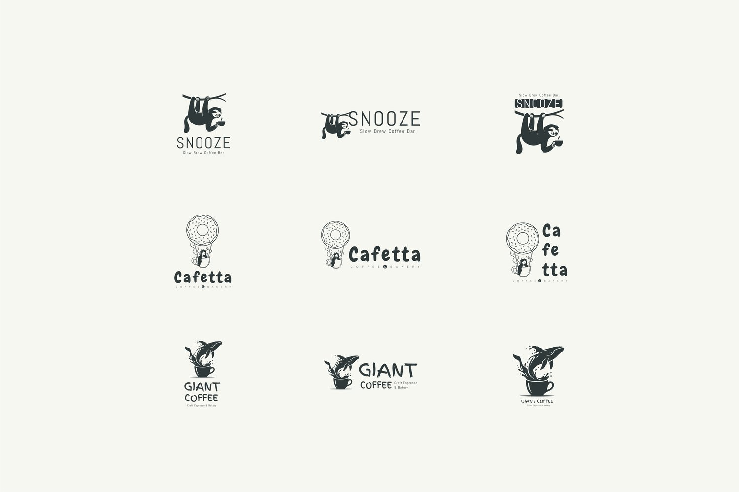 Specialty coffee logos set and brand mark variations