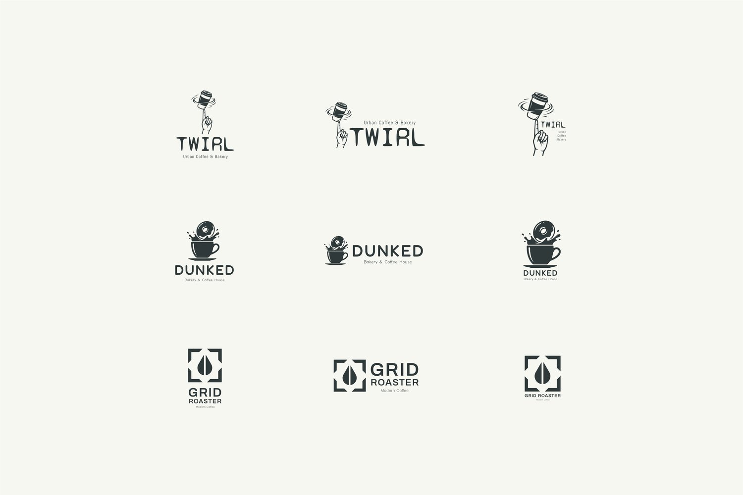 Coffee shop logo concepts and roaster brand identity templates