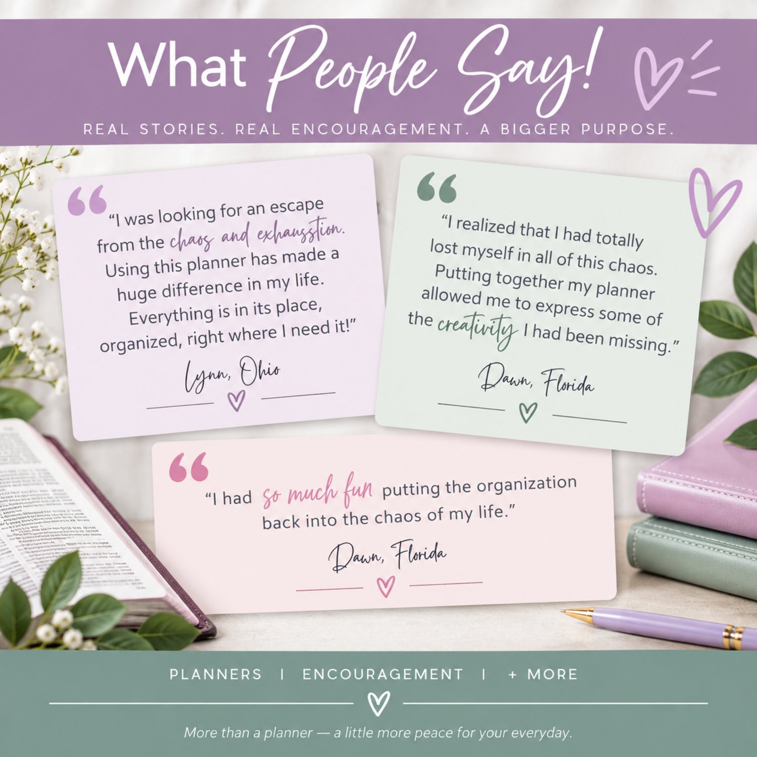 Medical Mom Planner Testimonials from caregivers sharing how printable planning toolls helped bring organization, creativity, and encouragement to everyday life.