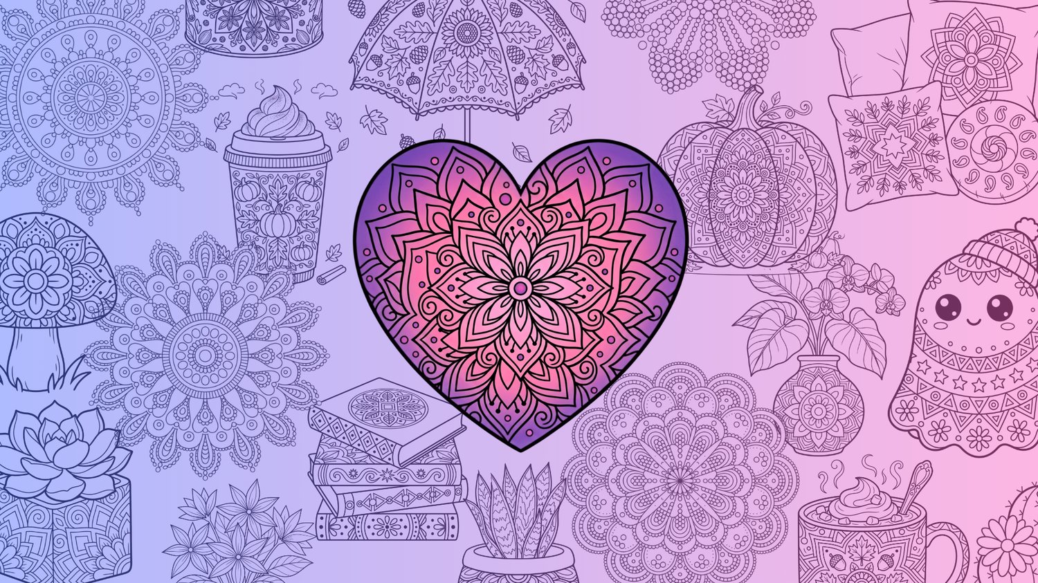 mandala patterned cozy coloring pages fall autumn plants succulents mandala dot
