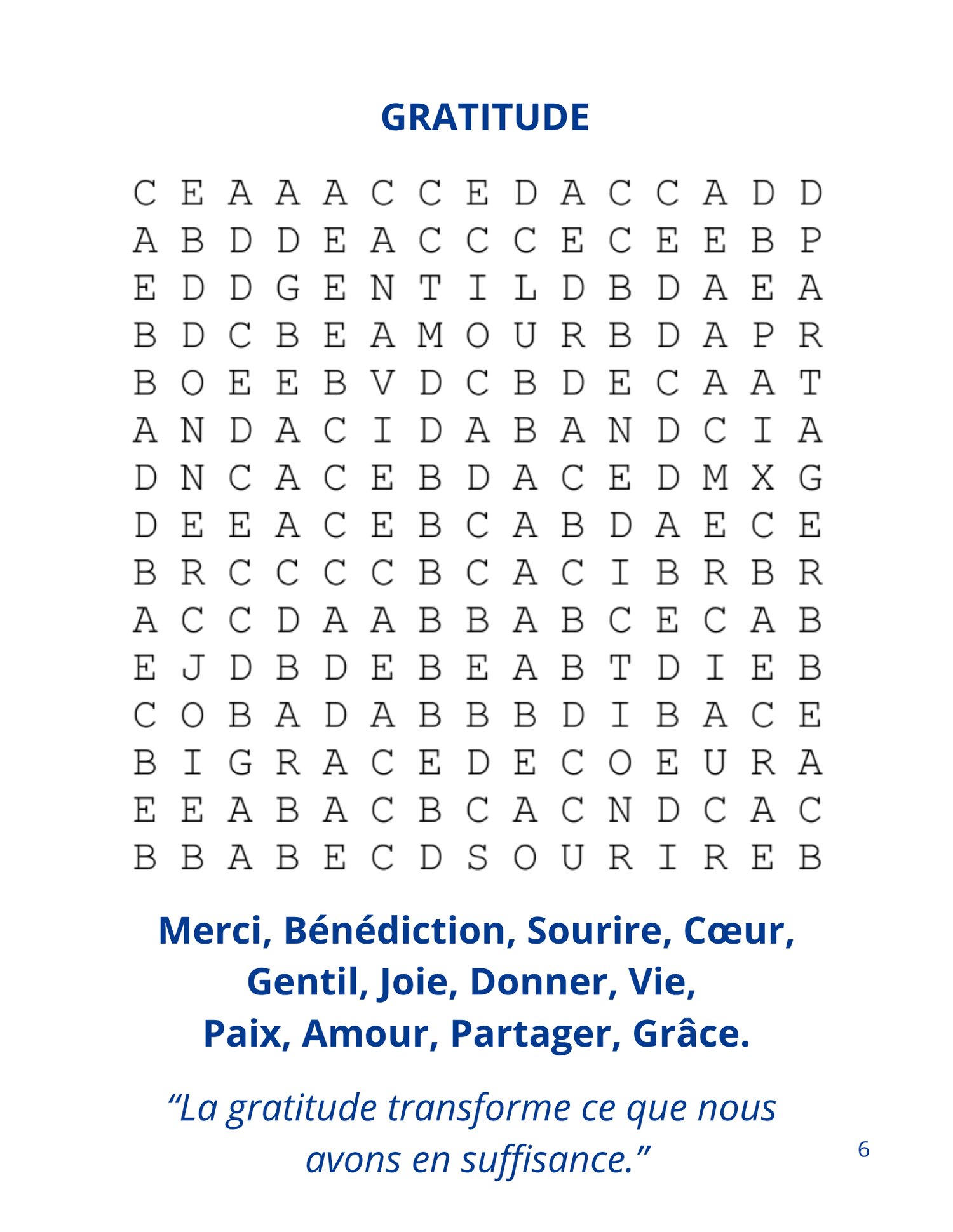 Grille de mots mêlés imprimable en gros caractères pour adultes et seniors