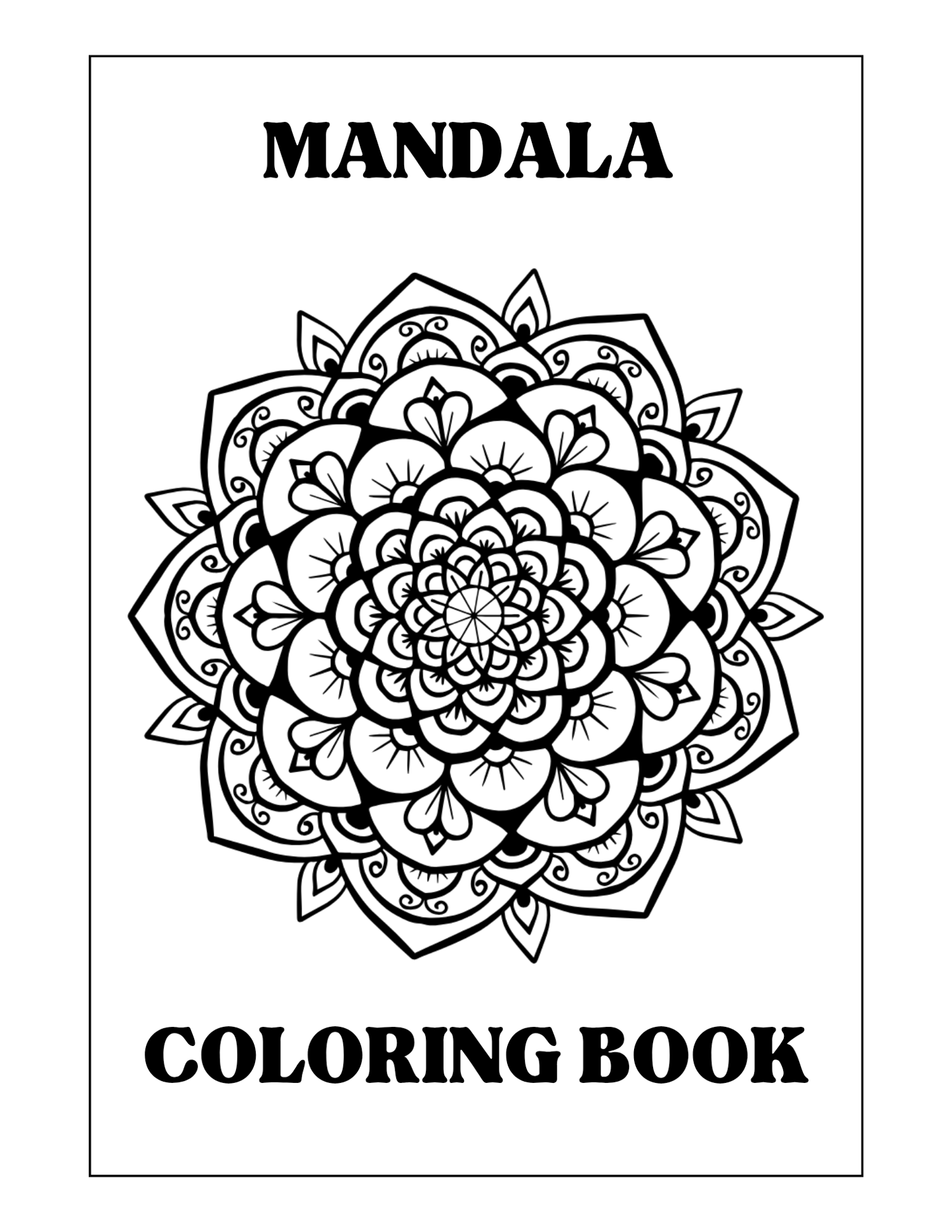Printable Mandala Coloring Book for Adults featuring beautiful black-and-white mandala designs for creative coloring, mindful activities, relaxation and artistic expression. Includes 36 printable pages in an 8.5 × 11 inch format.