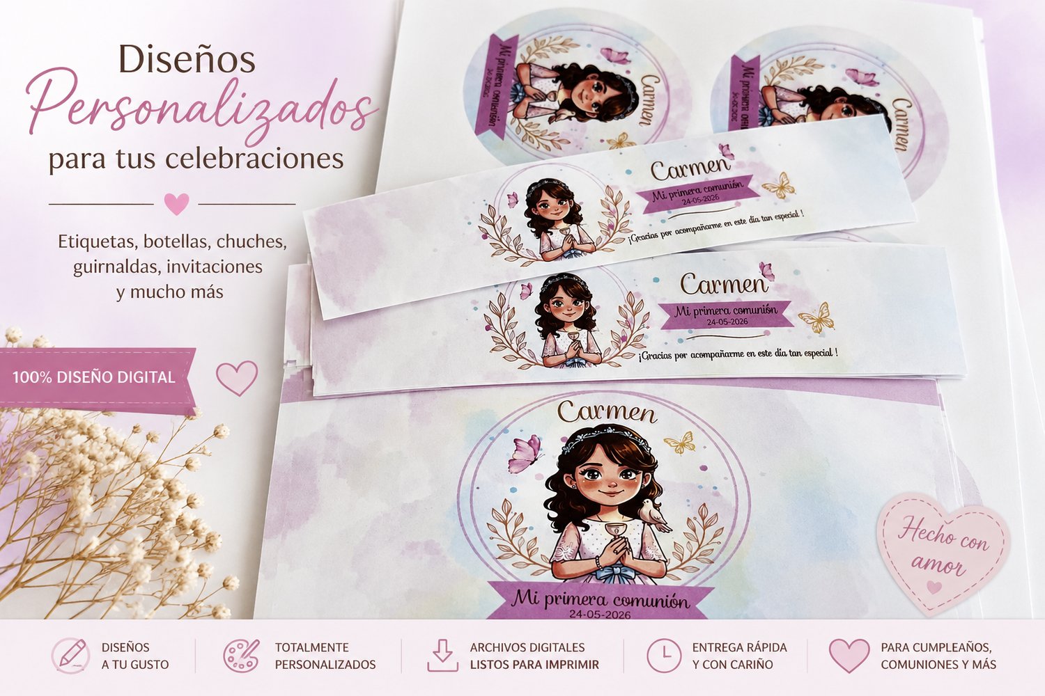 Invitaciones Primera Comunión Personalizable