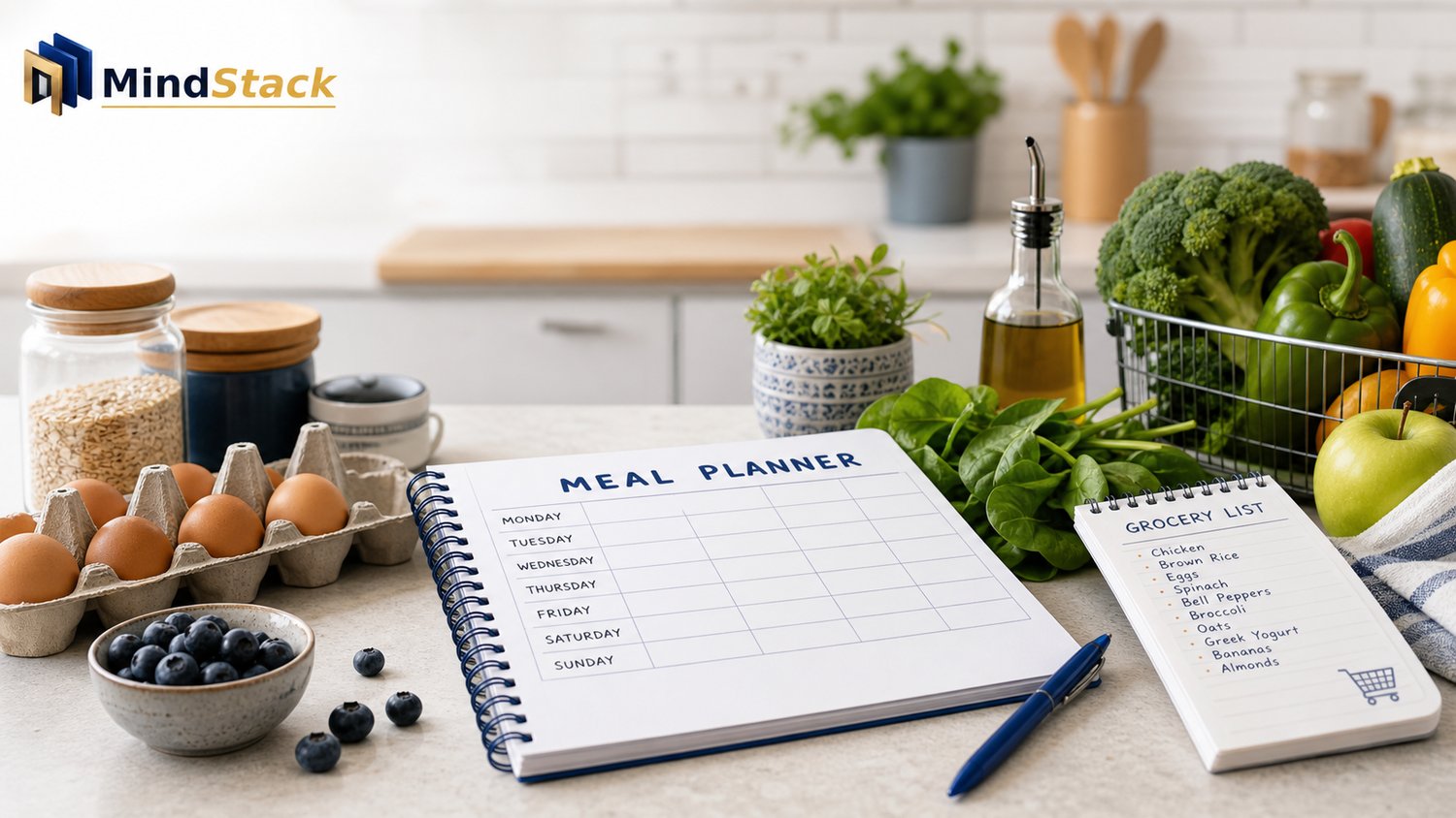 Meal Planner and Grocery Budget Tracker Excel and Google Sheets template with weekly meal calendar, grocery list by category, and budget tracking for cost-effective meal planning