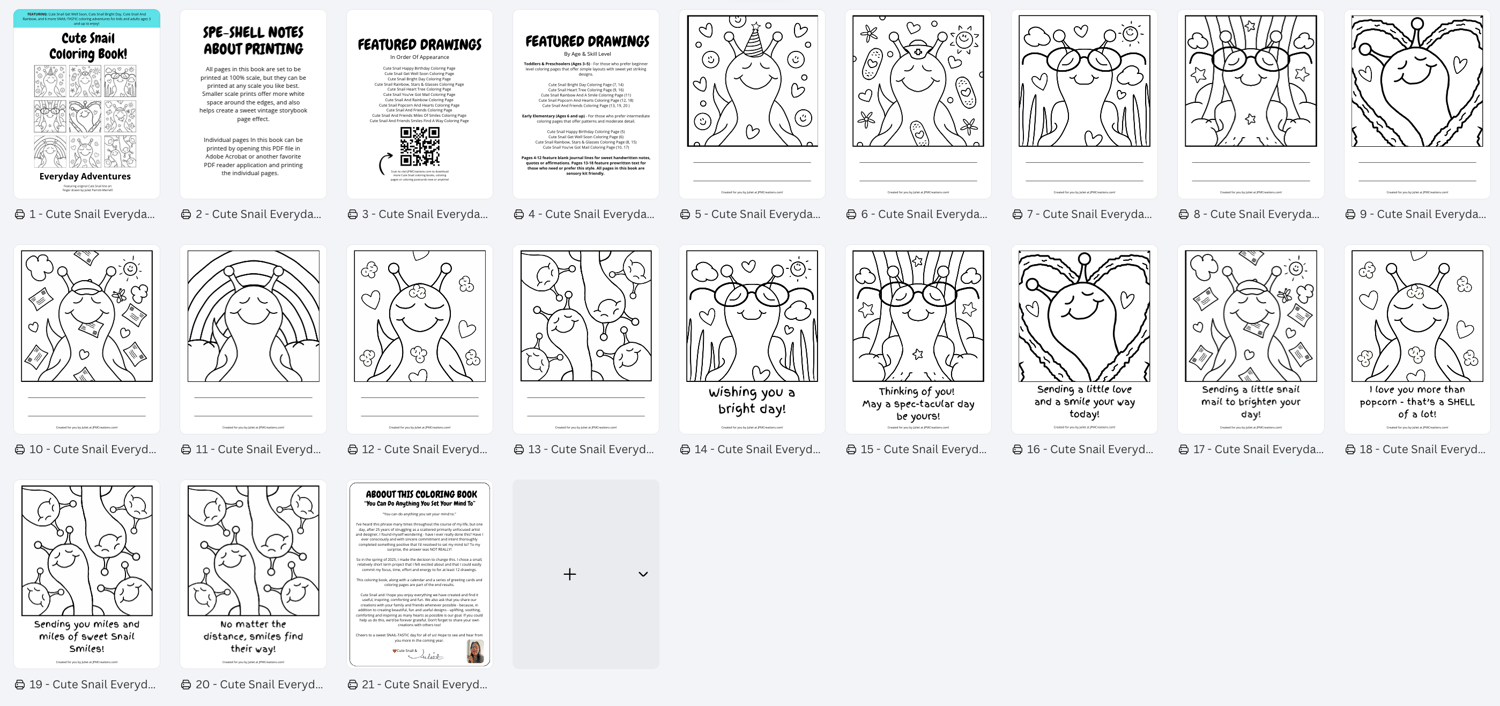 Cute Snail Everyday Adventures Coloring Book (inside spread