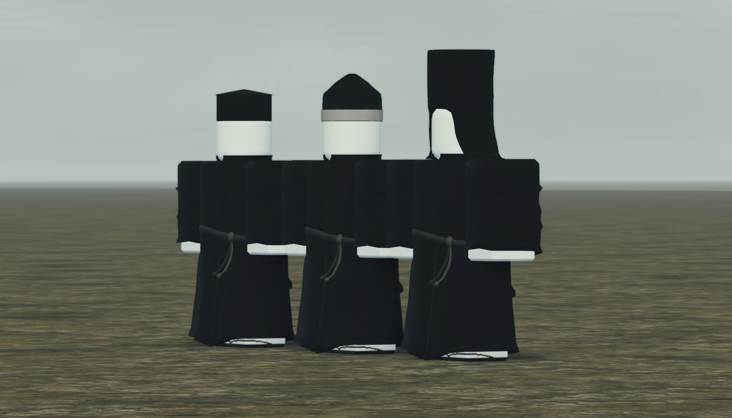 Three monk outfit variations