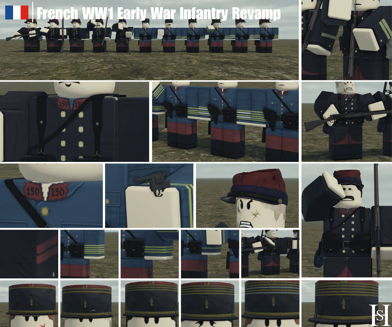French WWI infantry lineup