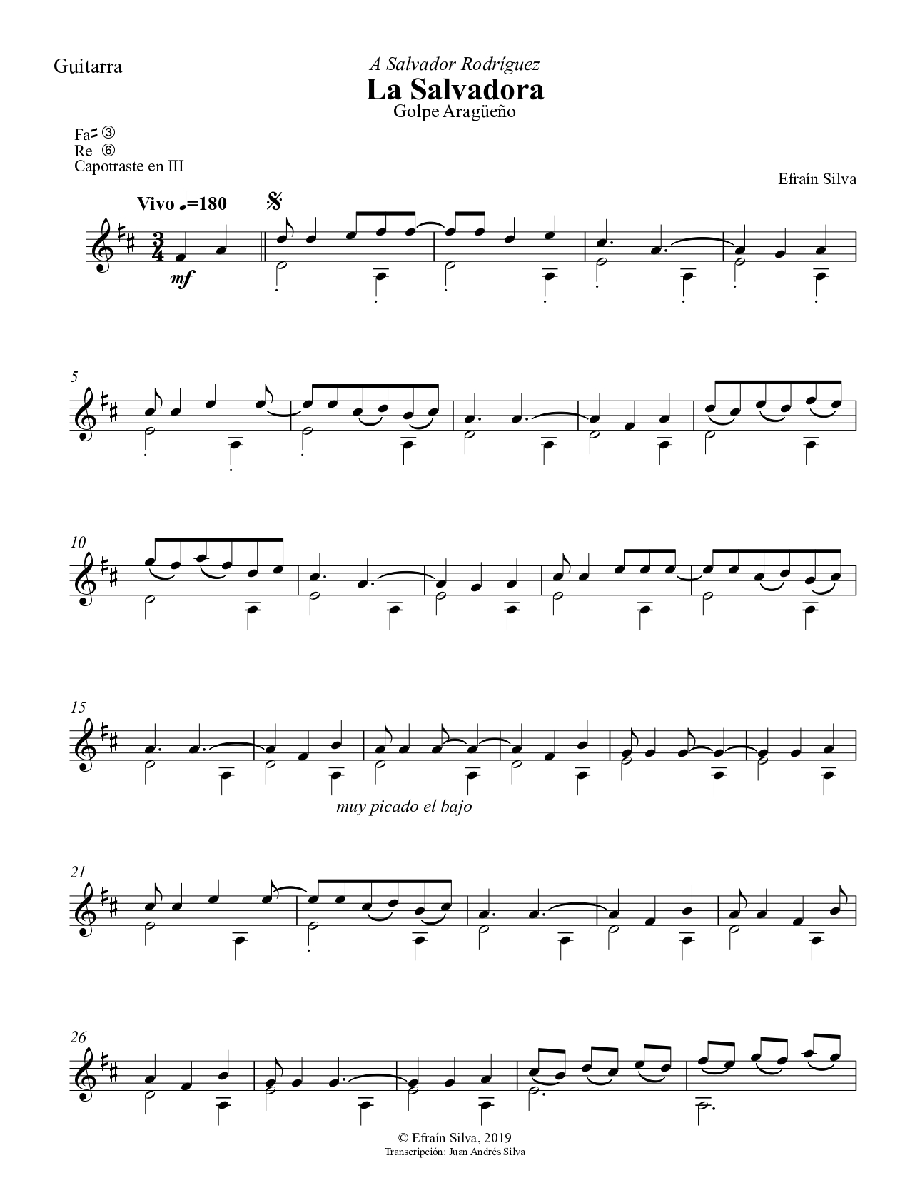 La Salvadora, Efrain Silva, Golpe Aragueno, Joropo Central Guitarra, Musica Venezolana Guitarra, Salvador Rodriguez, Solo Guitar, Guitarra Sola, Classical Guitar Sheet Music, Partituras Guitarra Clasica, Latin American Guitar Repertoire, Venezuelan Folk G