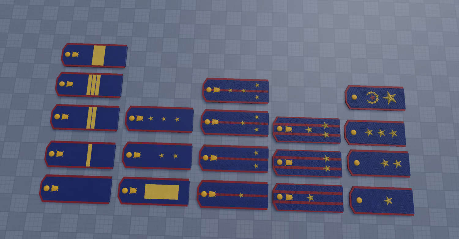 Blue service epaulette collection