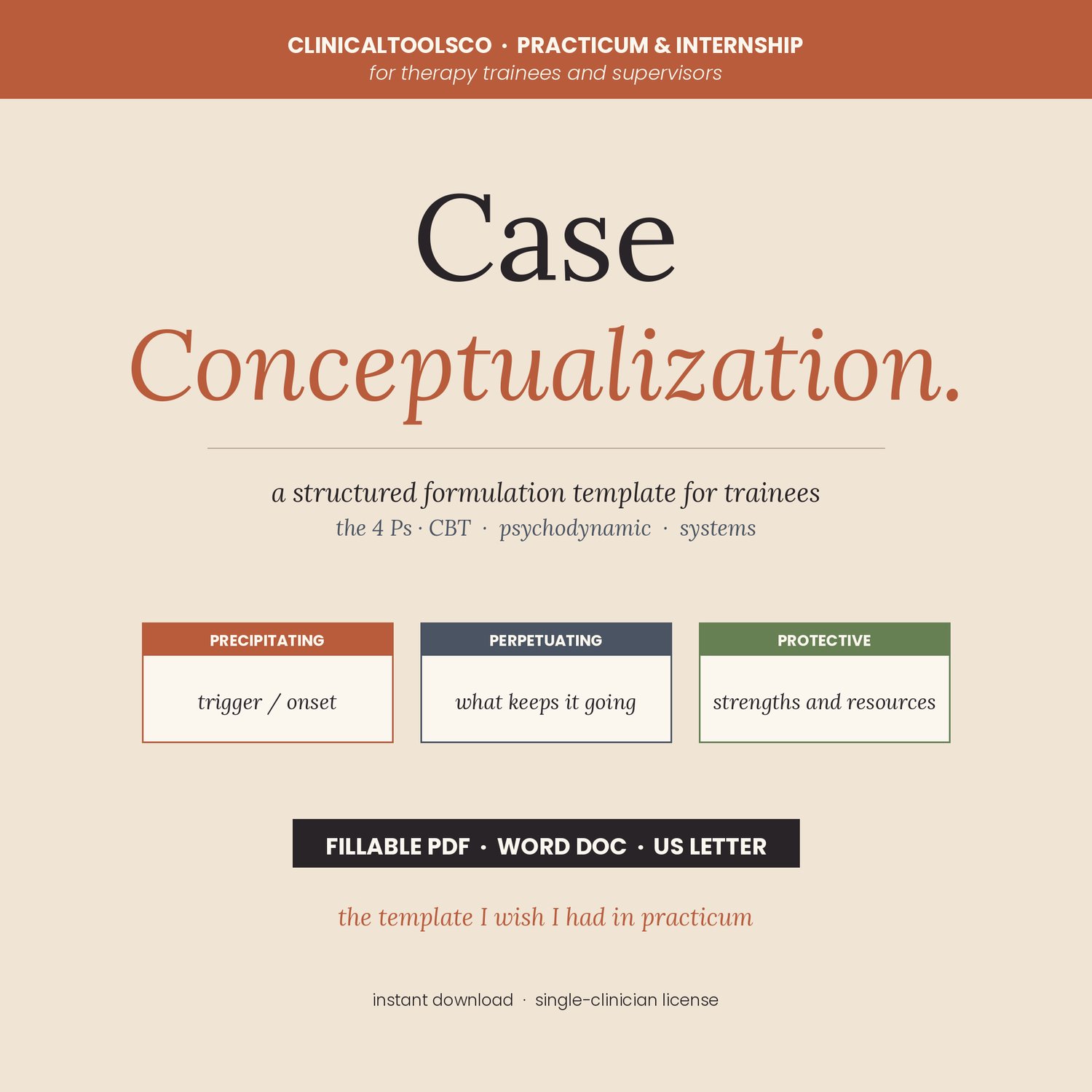 Cover of Case Conceptualization Template, 4 Ps, CBT and Psychodynamic