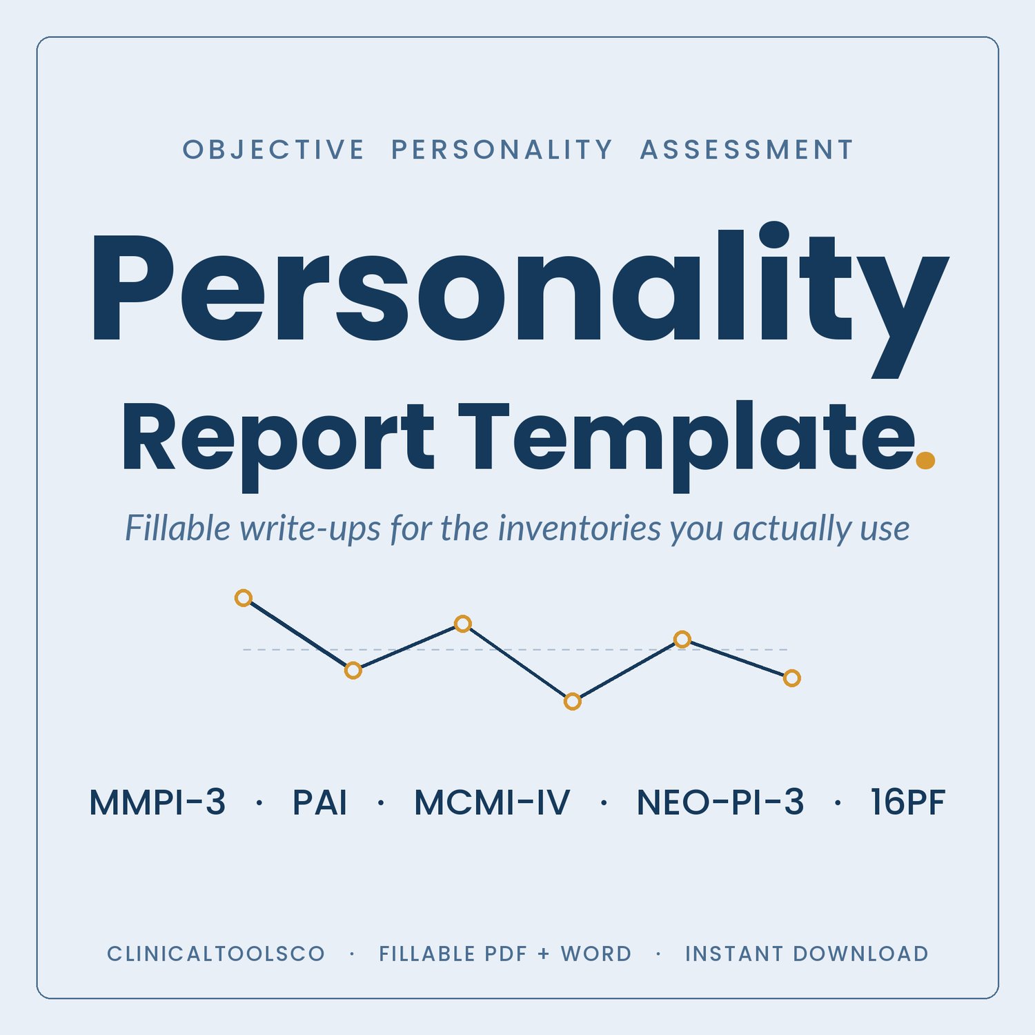 Cover of Personality Assessment Report Template, MMPI-3, PAI and MCMI-IV