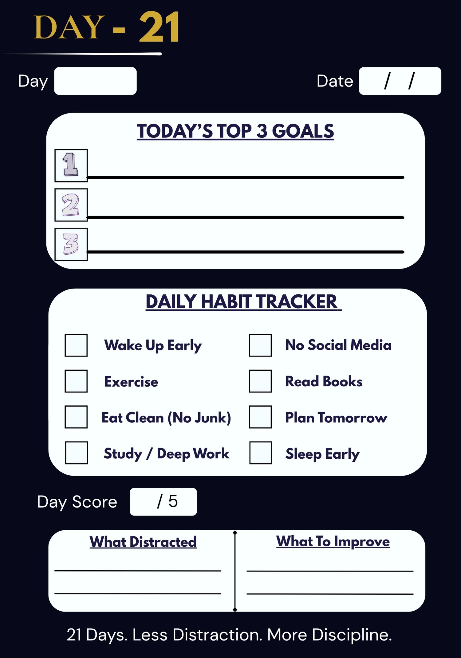 21-Day Monk Mode Challenge Day 21 daily habit tracker
