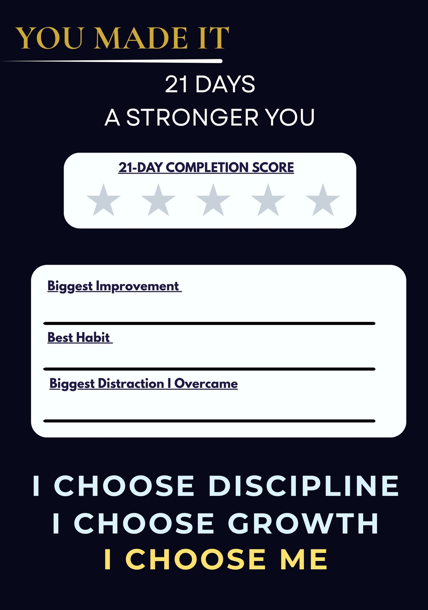 21-Day Monk Mode Challenge completion and reflection page