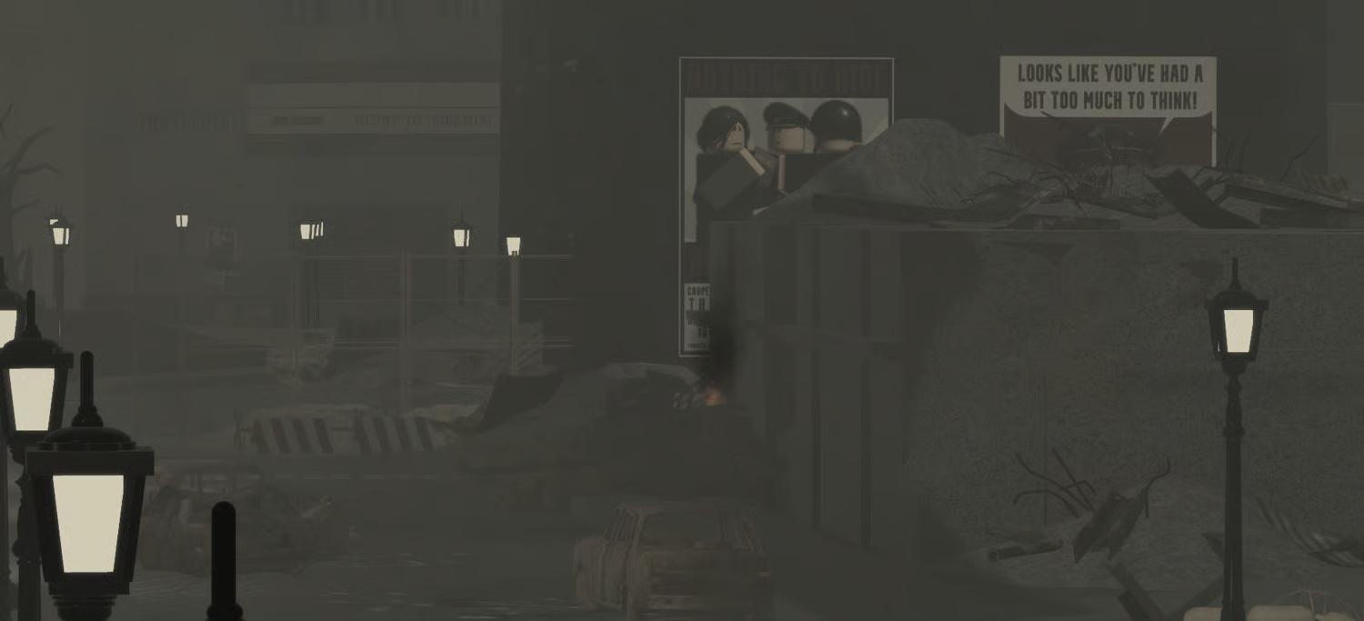 Raider outskirts damaged buildings