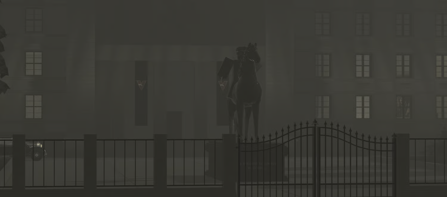 Dystopian city street scene