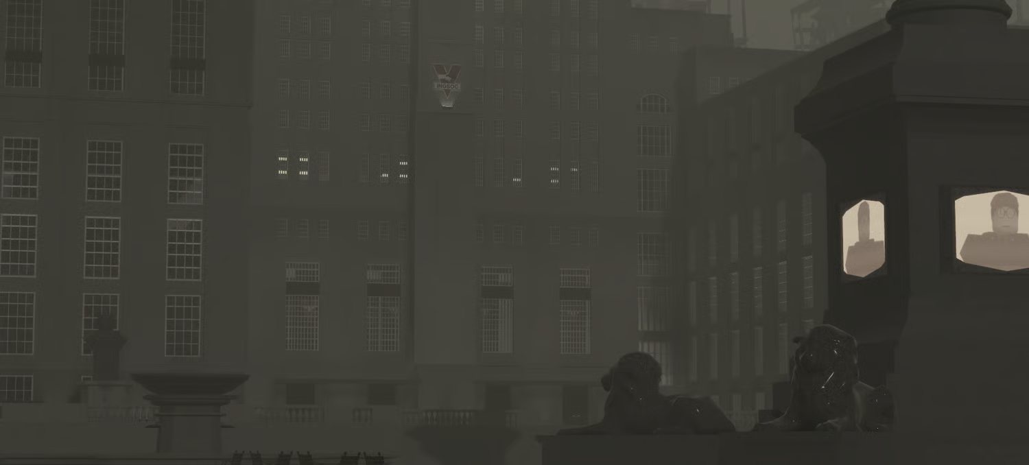 Dystopian government building interior
