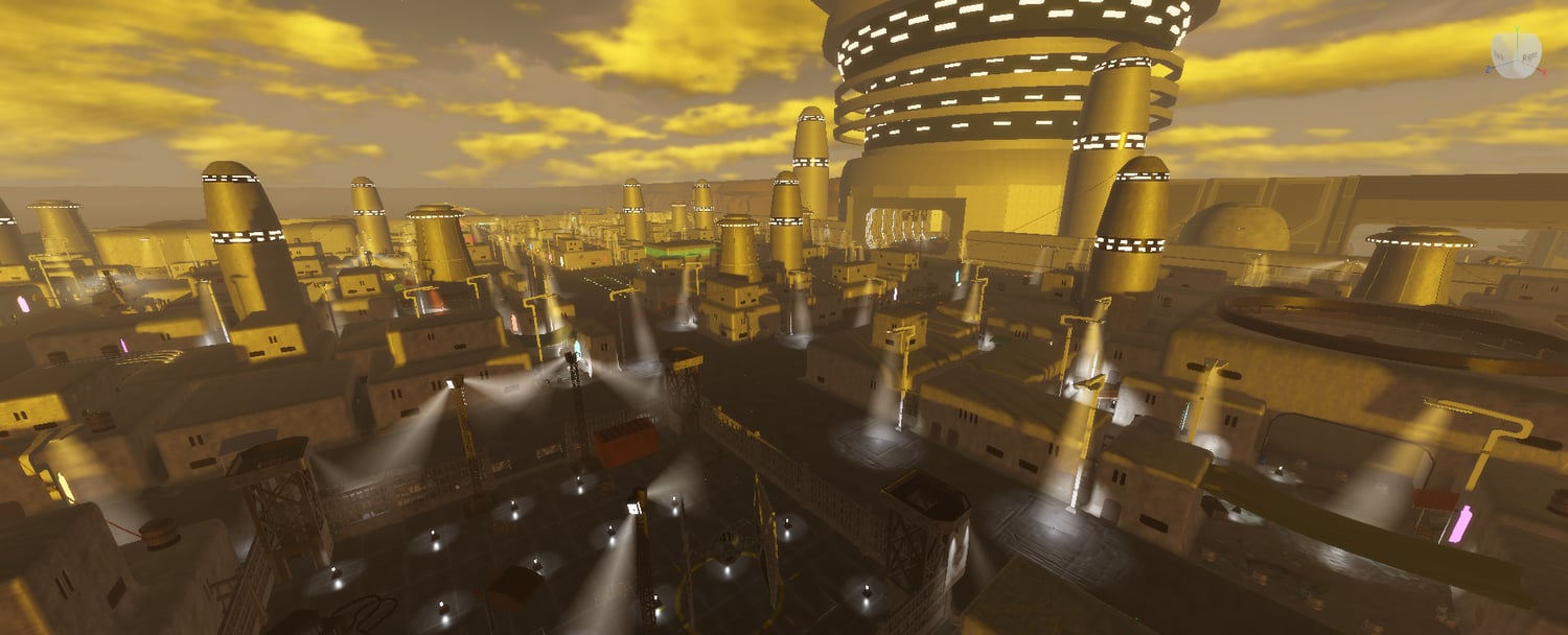 Futuristic town illuminated streets