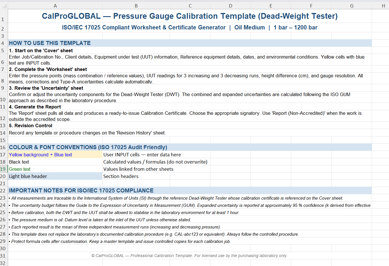 ISO17025, excel template, uncertainty calculation, measurement uncertainty