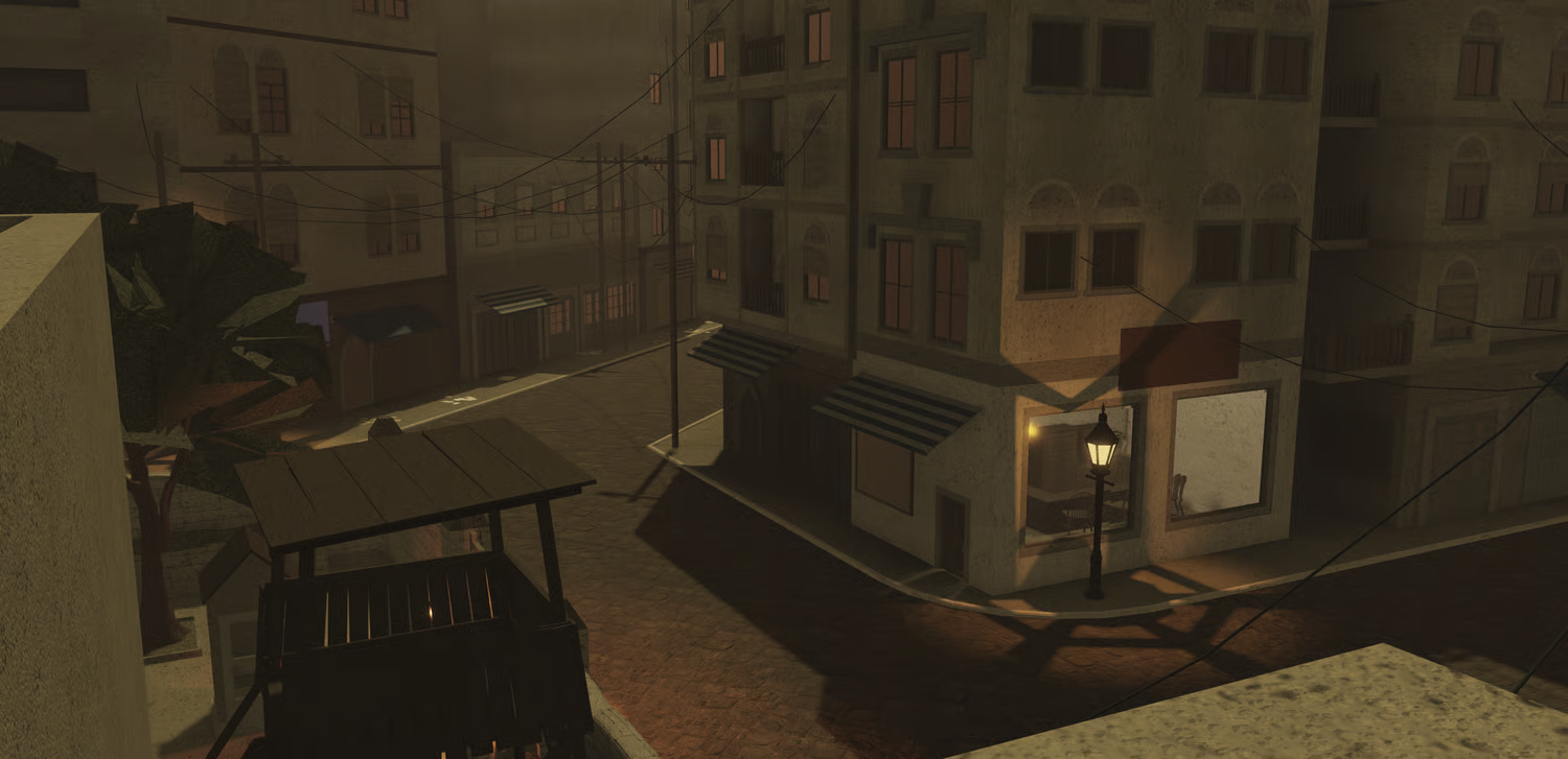 Detailed historical town buildings