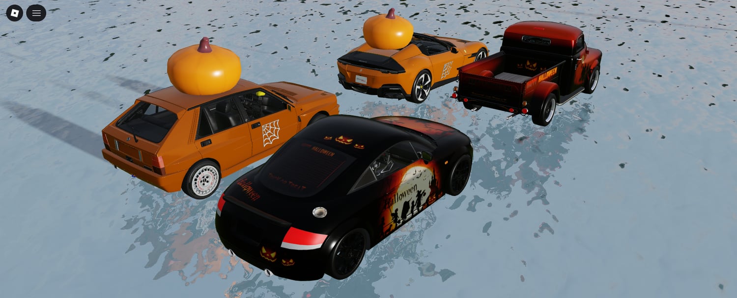 Pumpkin decorated sports car