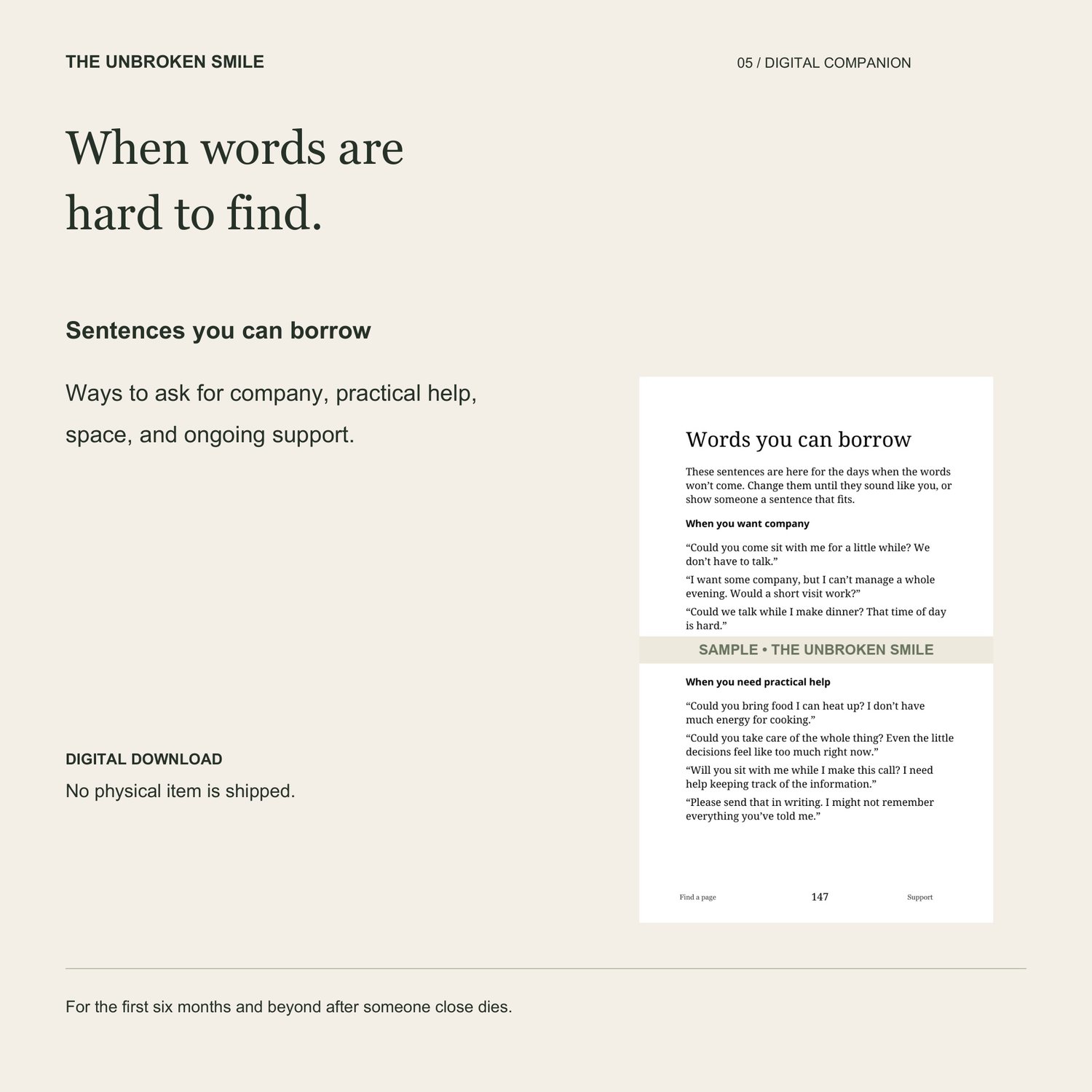 When words are hard to find. Sentences you can borrow. Watermarked excerpt from digital page 147.
