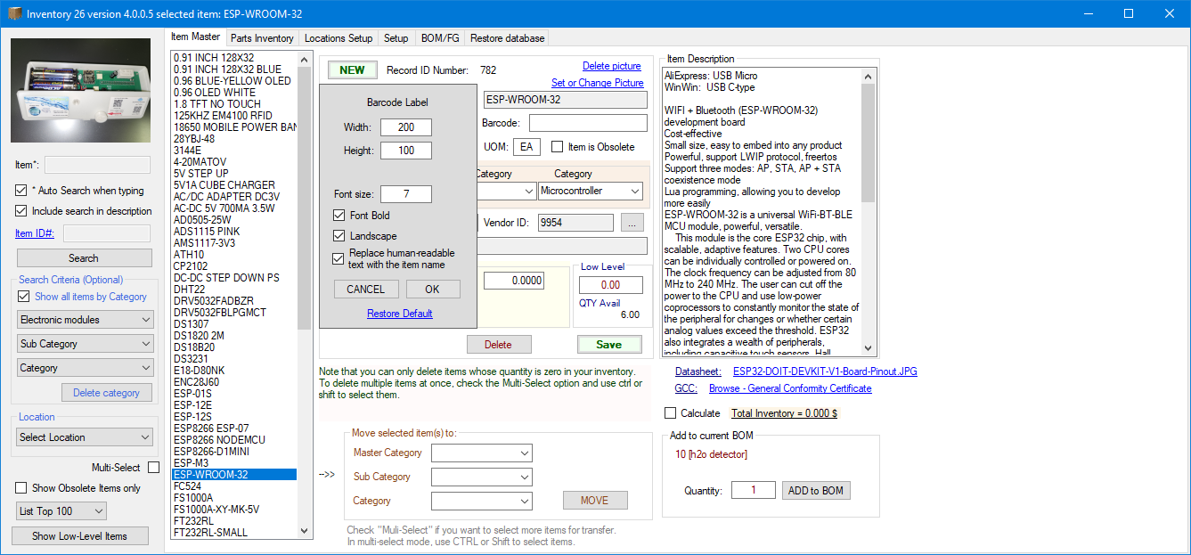 Setting up a label printer for barcode printing