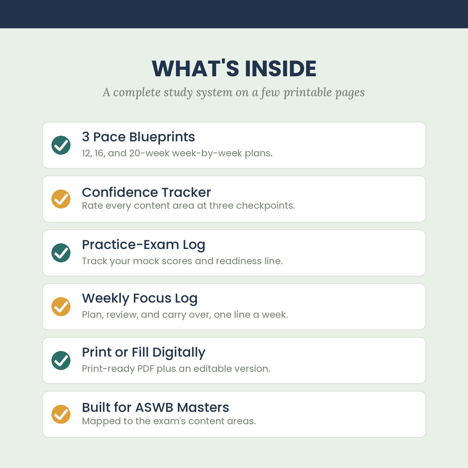 ASWB Masters Study Planner 2026, preview image 2 of 7