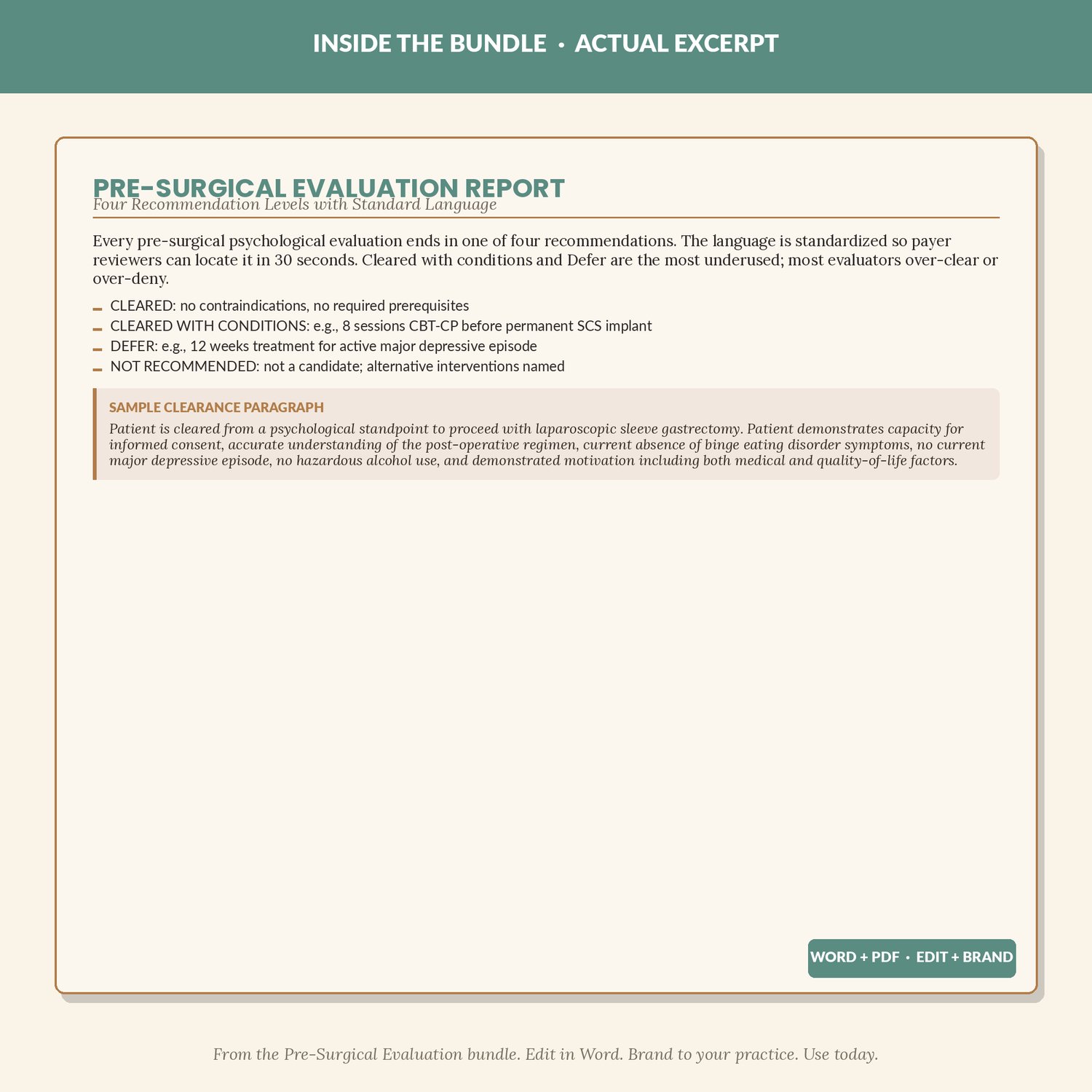 Pre-Surgical Evaluation Templates, preview image 4 of 9