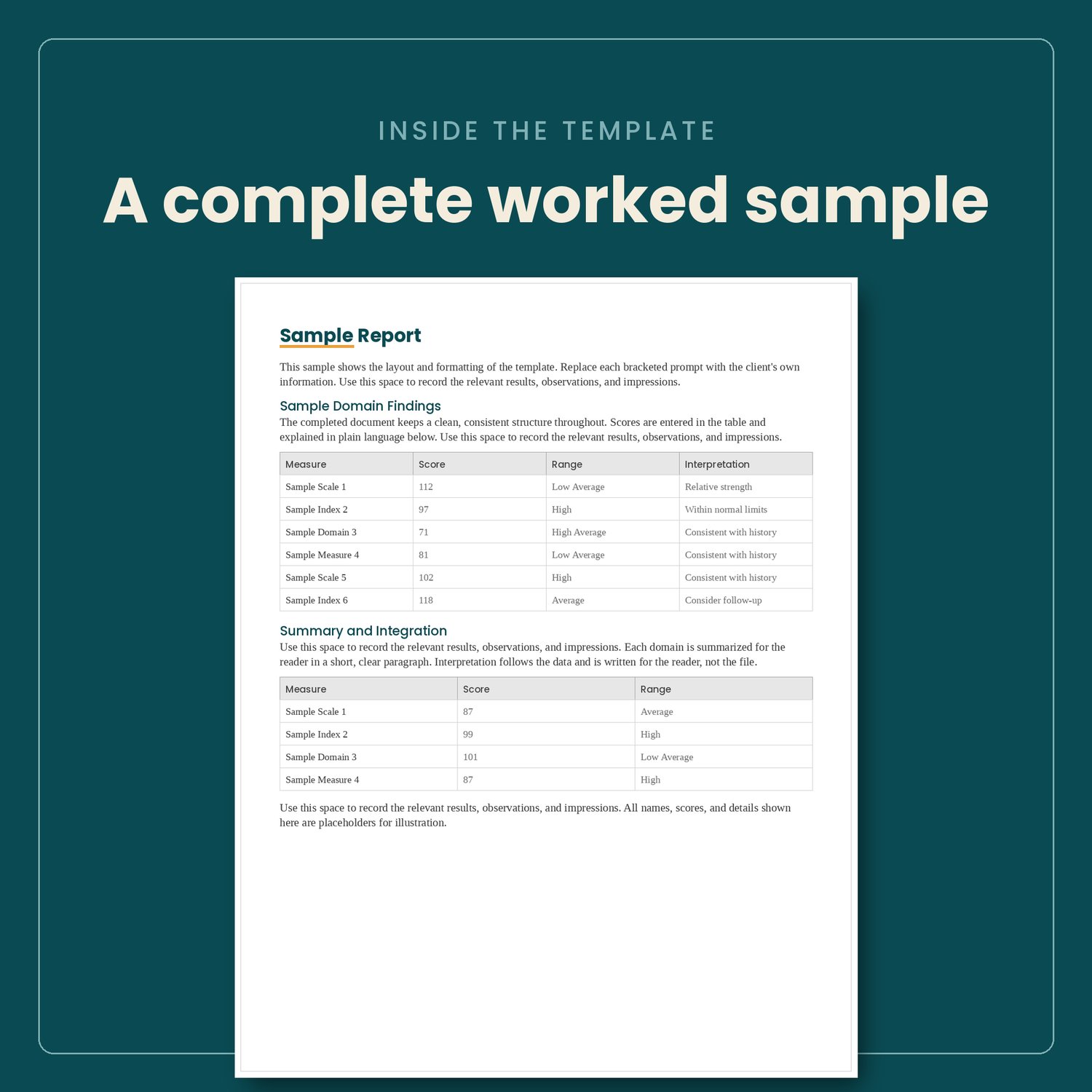 Neuropsychological Report Template, preview image 6 of 9