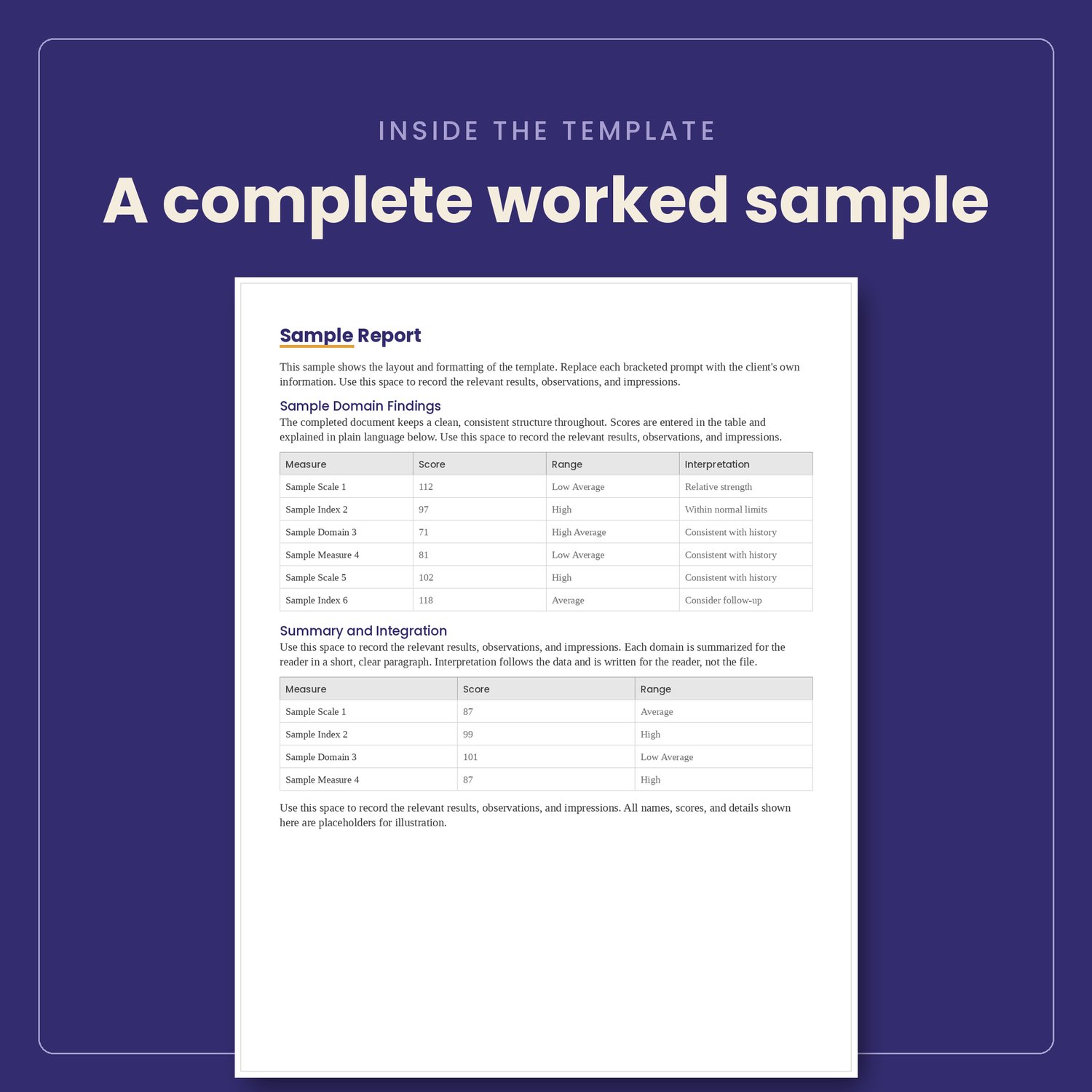 Psychoeducational Evaluation Report Template, preview image 6 of 9