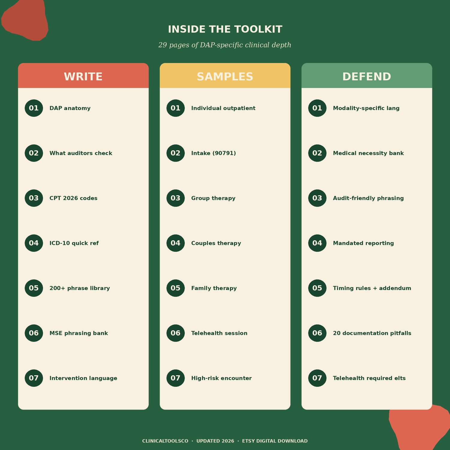 DAP Notes Template for Therapists, preview image 2 of 9