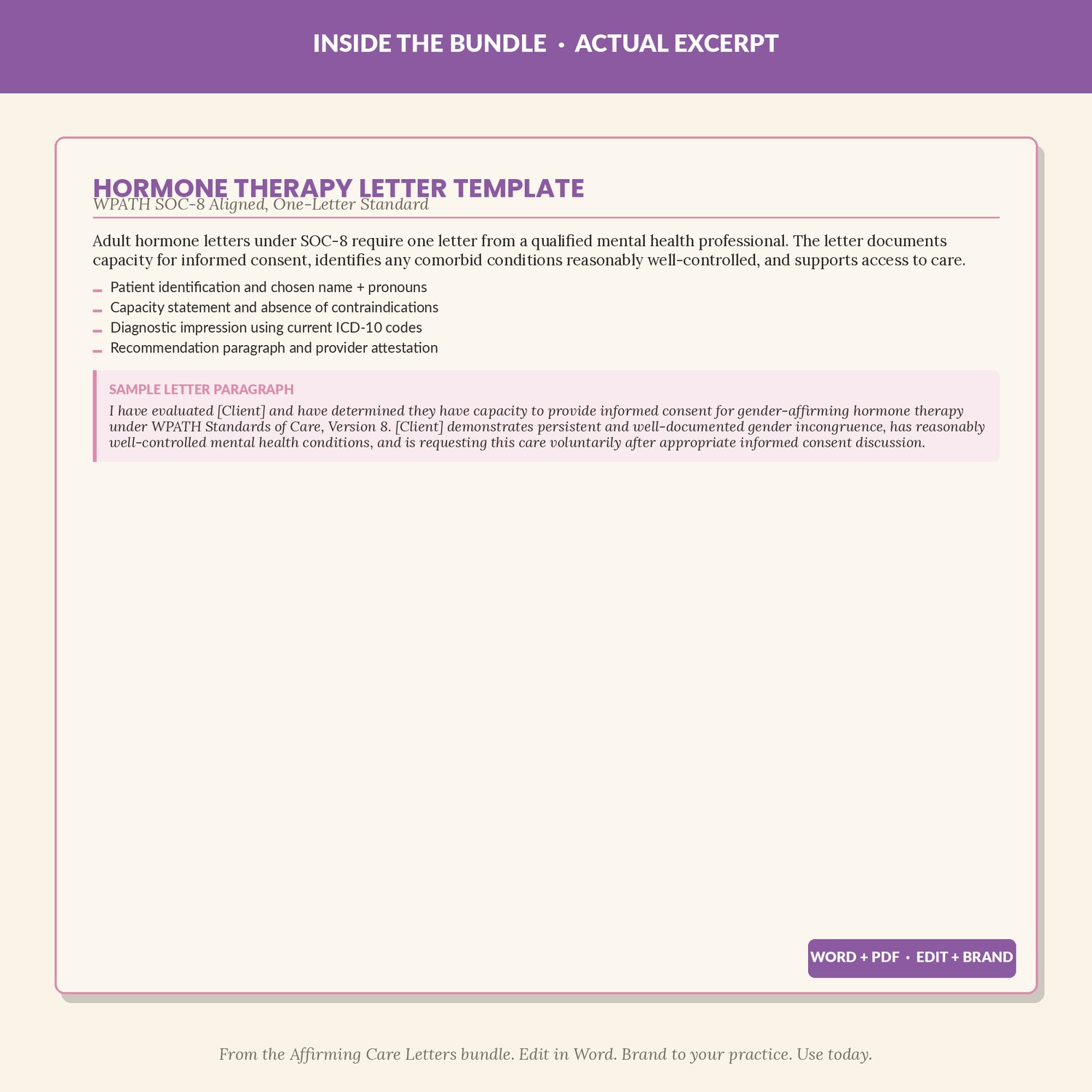 Gender Affirming Care Letter Kit, preview image 4 of 9