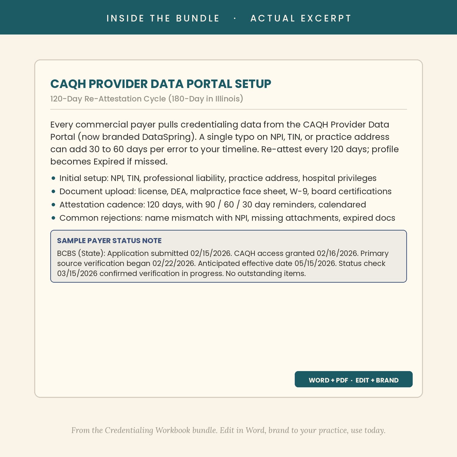 Therapist Insurance Credentialing Workbook, preview image 5 of 9
