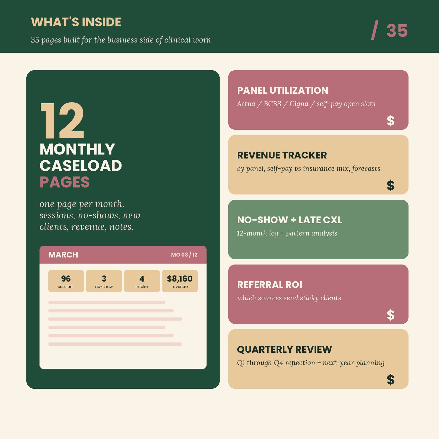 Therapist Caseload and Revenue Planner, preview image 2 of 9