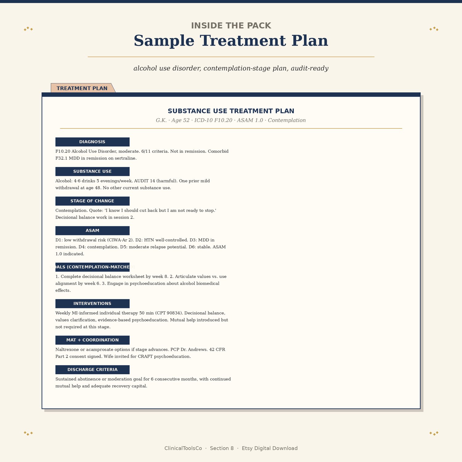 Substance Use Treatment Plan Worksheets, preview image 7 of 9