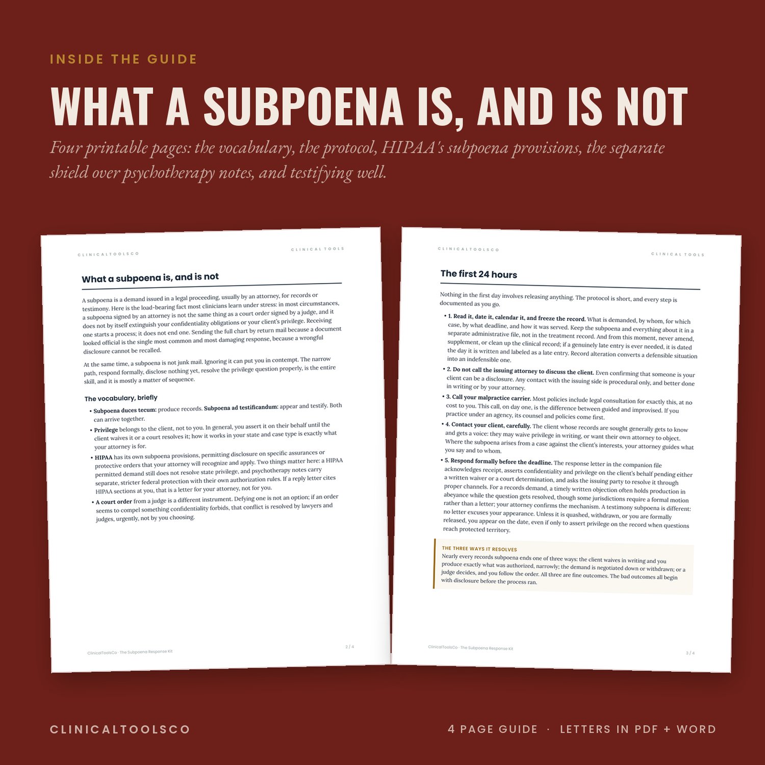 Subpoena Response Kit for Therapists, preview image 4 of 9