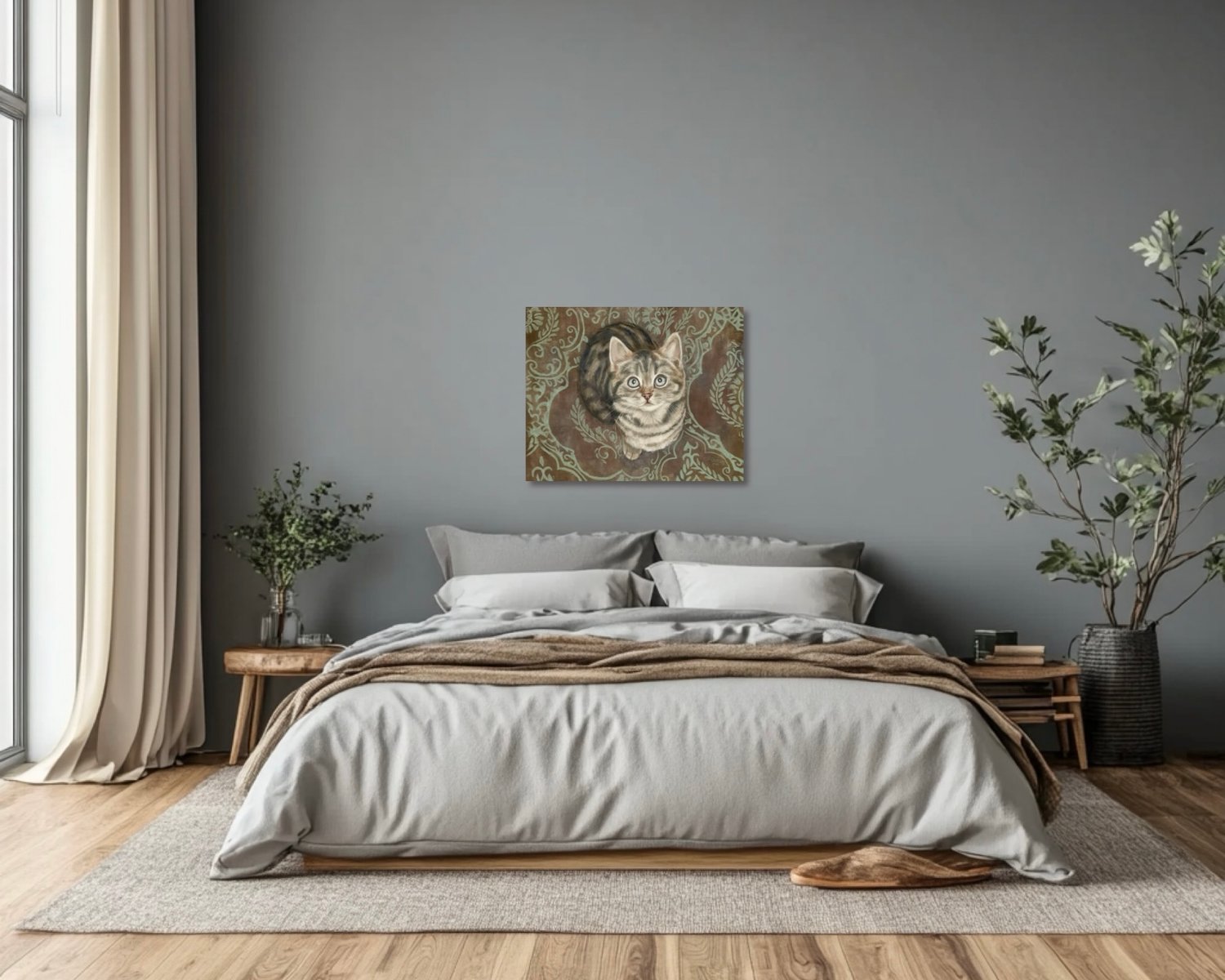 Tabby cat kitten painting fine art