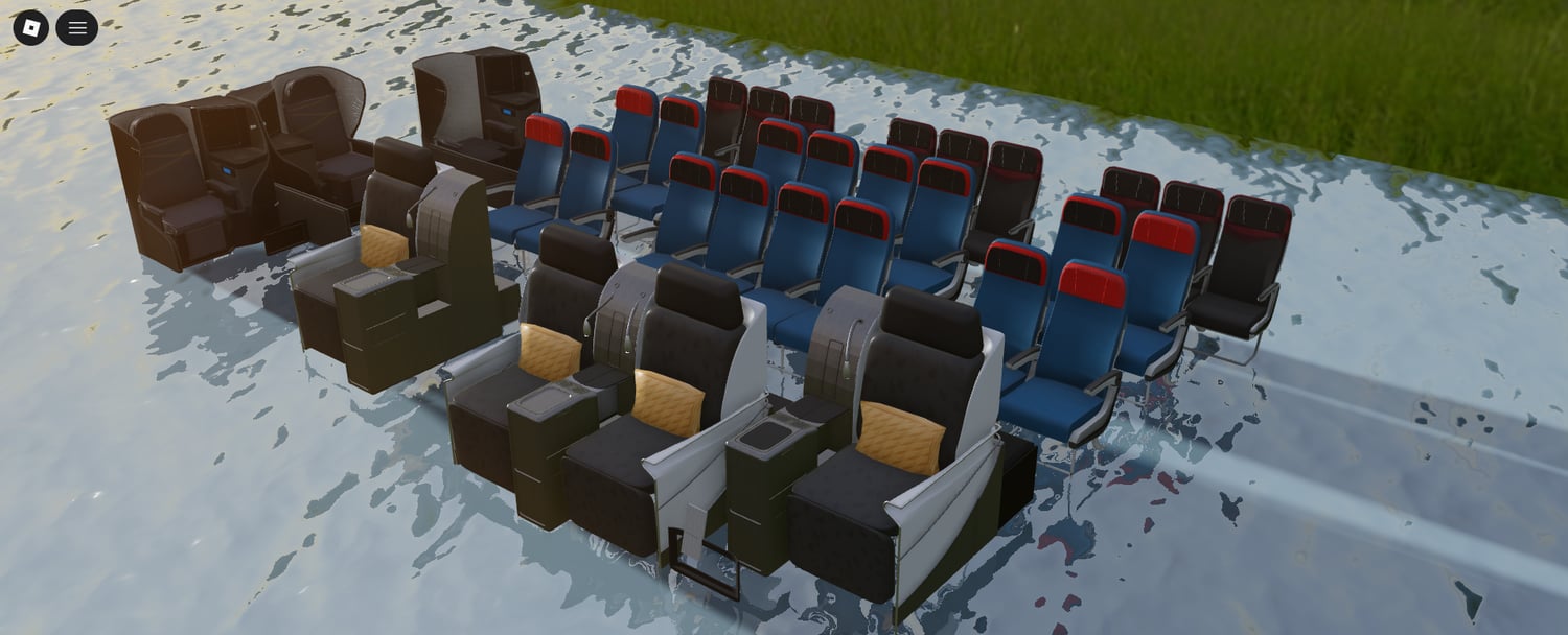 Detailed aircraft premium passenger seats