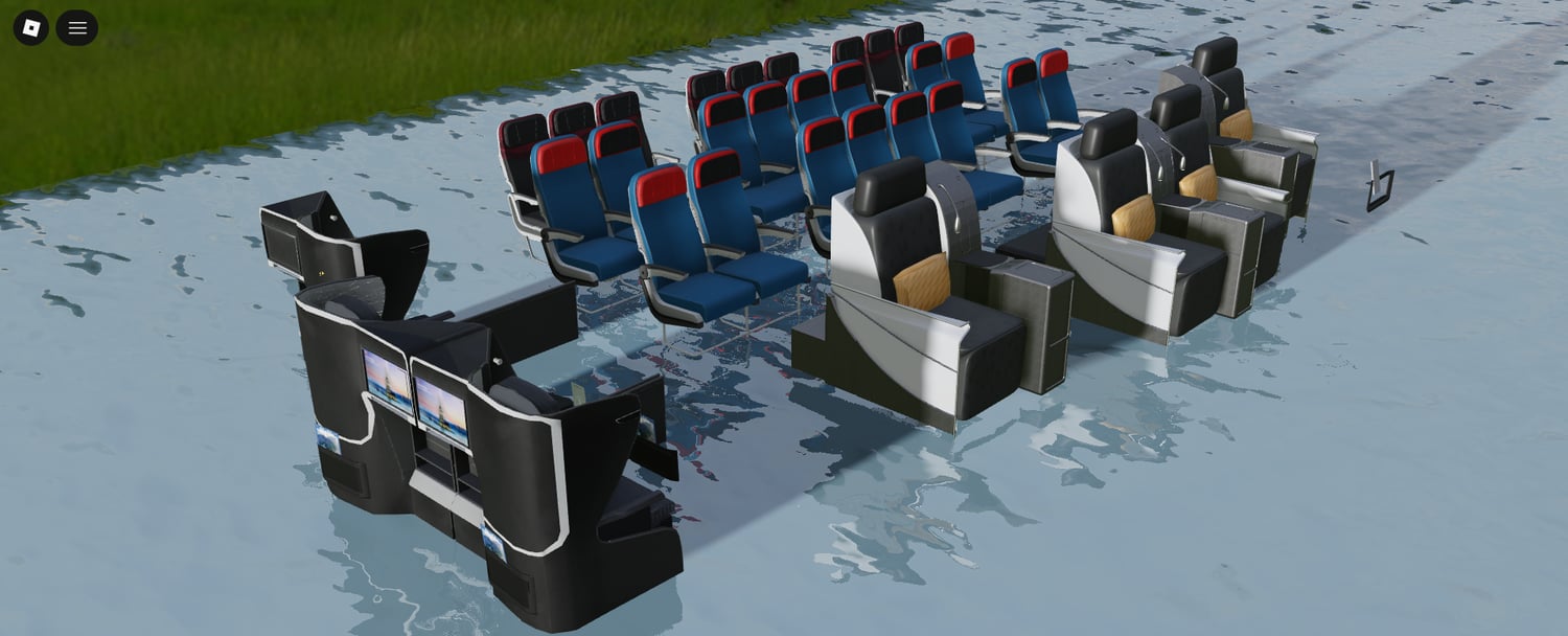 Airplane seats with entertainment screens