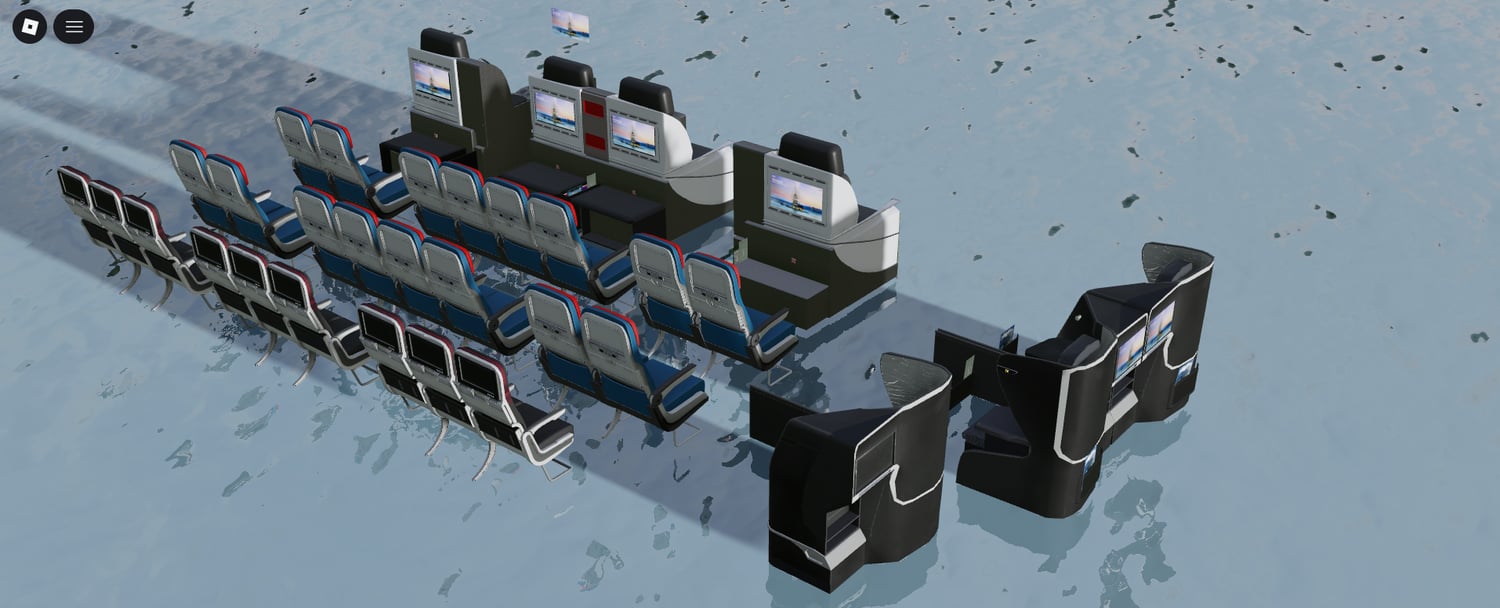 Detailed Roblox airplane passenger seats