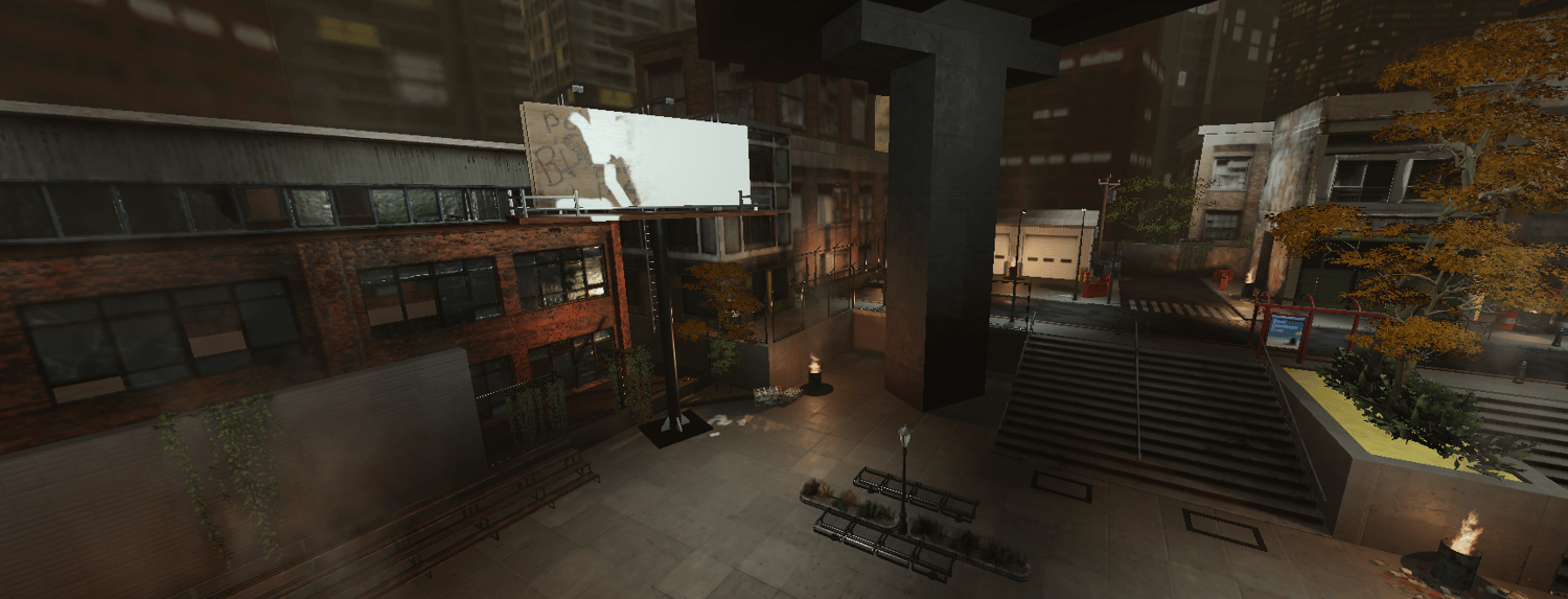 Urban plaza with DJ stage