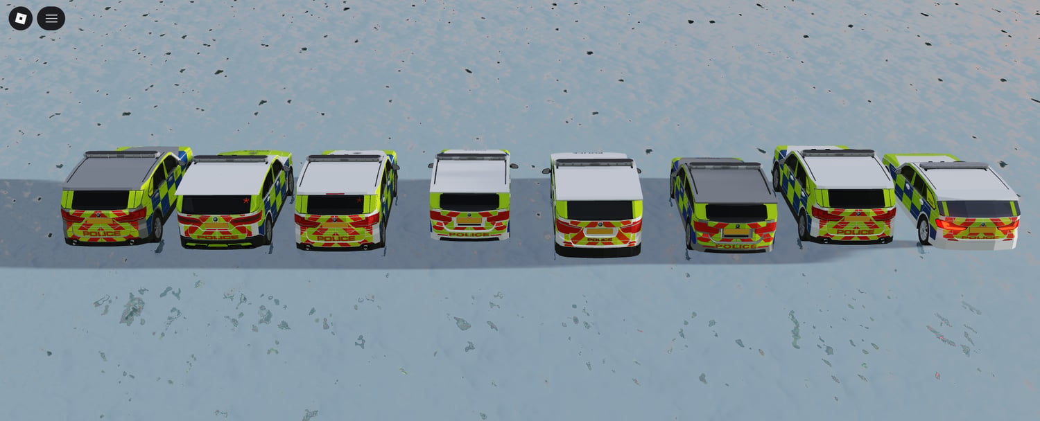 Eight Bavarian Sport police cars