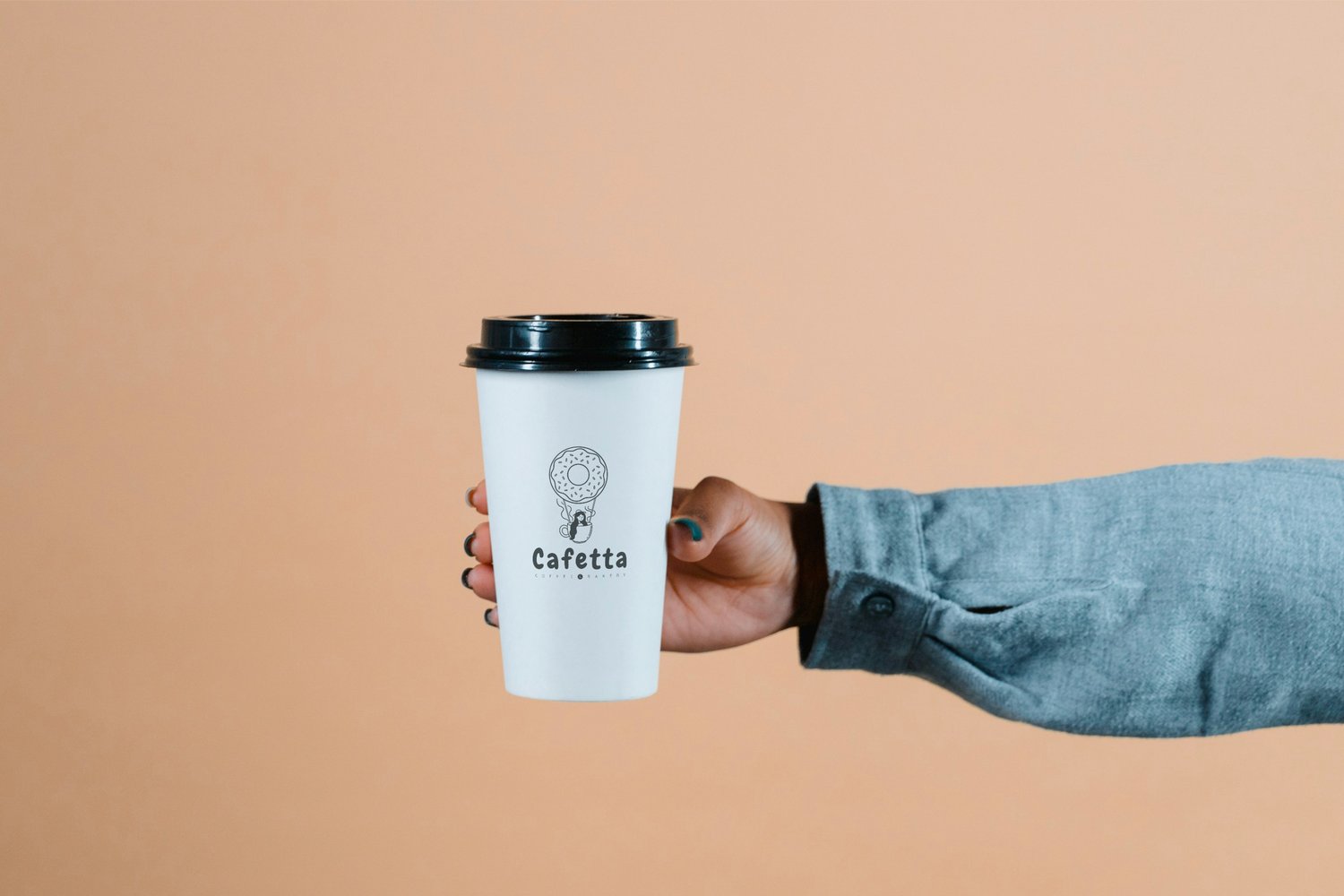 Coffee paper cup mockup with custom logo design