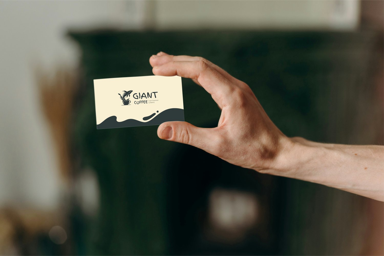 Coffee shop business card design template mockup