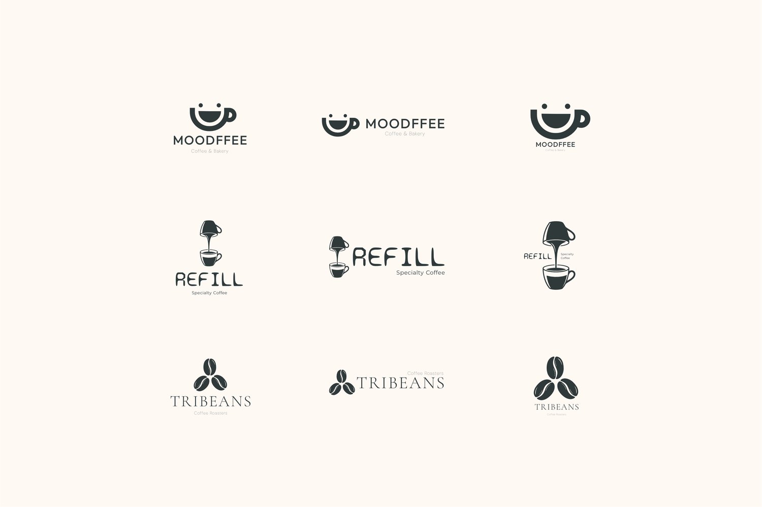 Coffee shop vector logos and branding templates set
